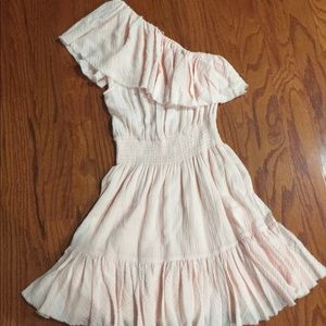 Rebecca Taylor one shoulder ruffle dress pink